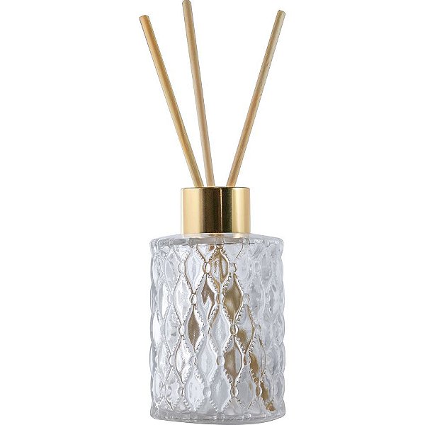Frasco de Vidro para Aromatizador e Difusor 70 ml Jaca Tampa Luxo Dourada