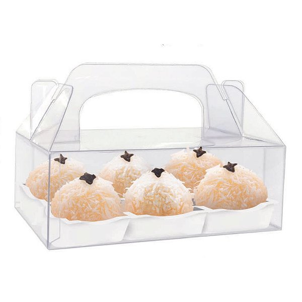 Caixa de Acetato para 6 Doces com Alça pct com 5 unid