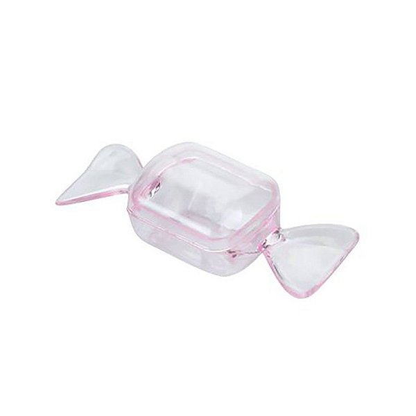 Caixinha de Acrílico Formato de Bala Rosa kit com 6 unid