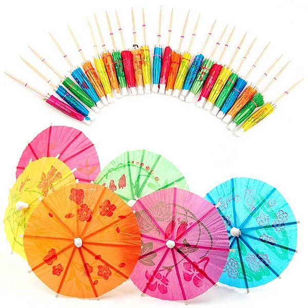Enfeite para Drinks Palito de Guarda-Chuva pacote com 12 unid