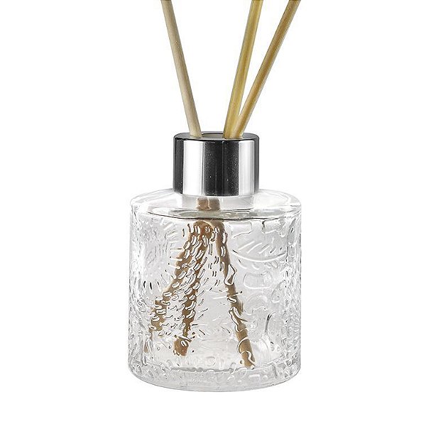 Frasco de Vidro para Aromatizador e Difusor 130ml Decorado Tampa Luxo Prata