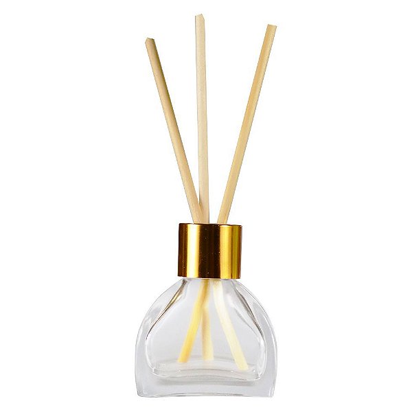 Frasco de Vidro para Aromatizador e Difusor 55 ml Tampa Luxo Dourada