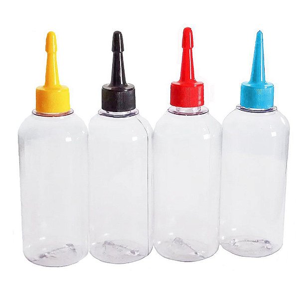 Frasco plástico para Refil de Tinta 100 ml com bico aplicador kit com 10