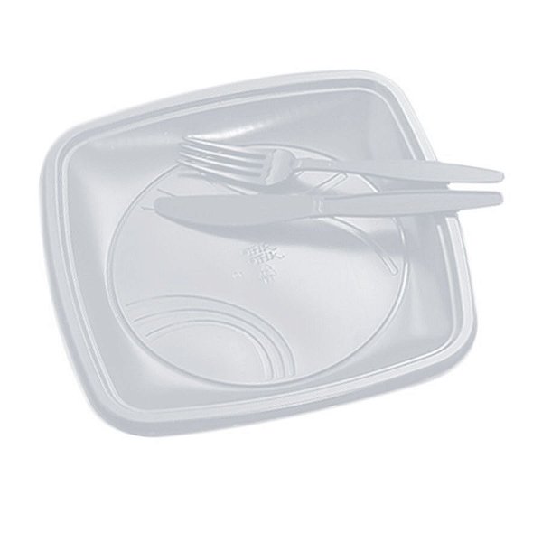 Kit Descartável para Churrasco com Talheres e Pratos Branco pct com 10