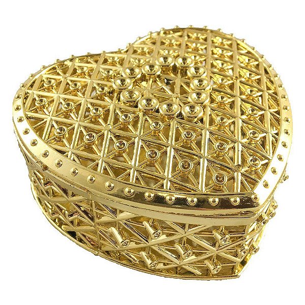 Porta Joia para Lembrancinhas de Coração Dourado kit com 12 unid