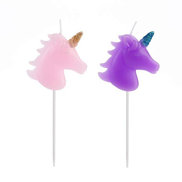 Vela de Aniversário Unicórnio Simples kit com 2 unidades