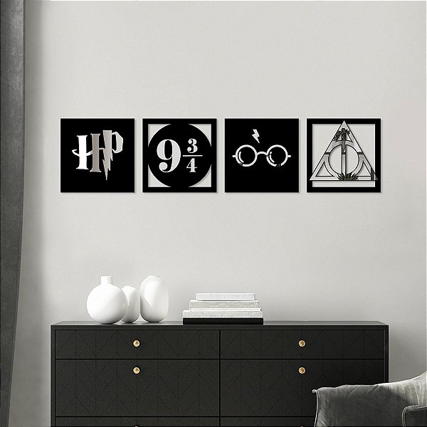 Kit Quadros Decorativos Espelhados Harry Potter