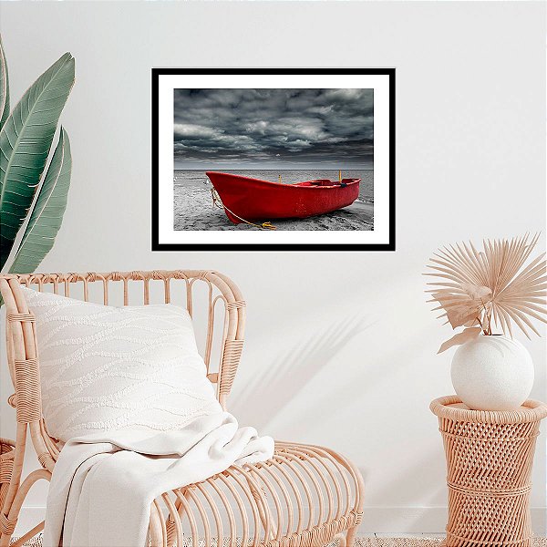 Quadro Decorativo Barco Vermelho