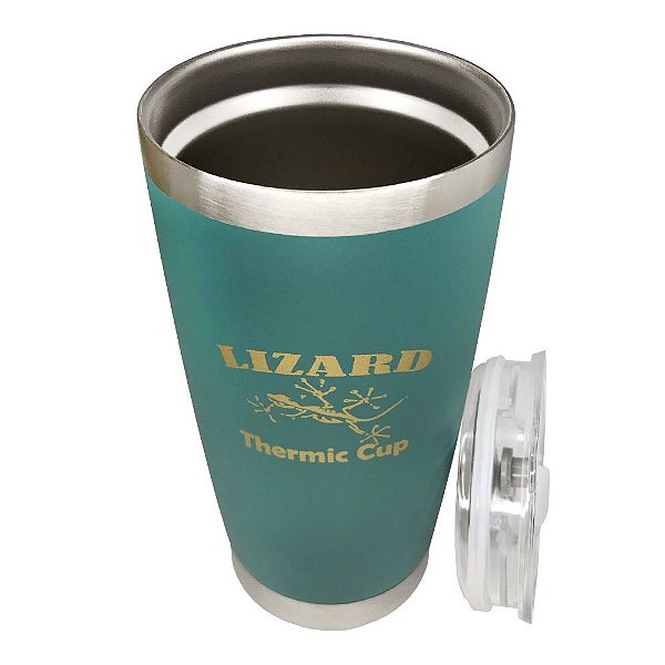 Copo Térmico Com Tampa 500ml Verde 03 Lizard