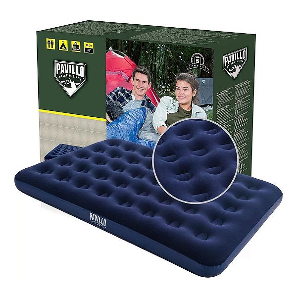 Colchão Camping Casal Inflável Azul Suporta 300kgs Bestway