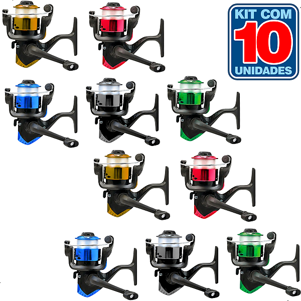 Kit 10pçs Molinete 1 Rolamento Com Linha