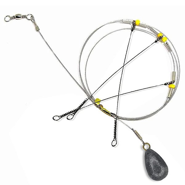 Chicote Pesca Mar Com 3 Pernadas E 1 Chumbada - Cartela 1pç Summer