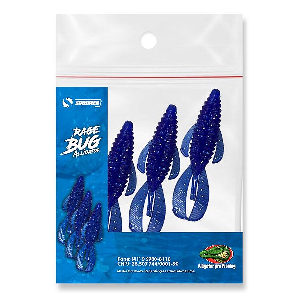 Isca Artificial Soft Rage Bug - Azul Cart.3pç - Distribuidora de Pesca