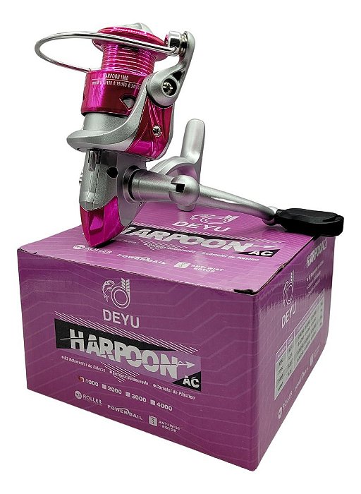 Molinete Harpoon Rosa 1000 3 Rolamentos Deyu