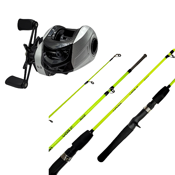Kit Carretilha Voxxi CC3 3 Rol + Vara Voxxi 7-17lb 1,50m