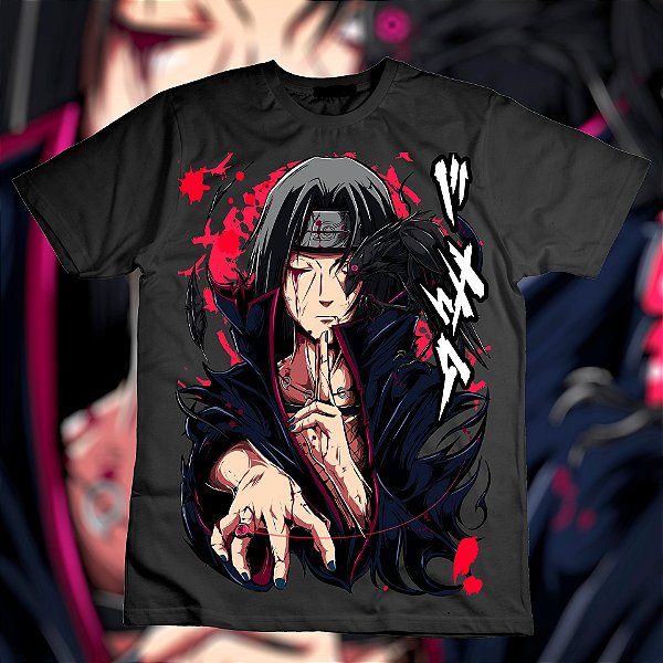 Camiseta Itachi Uchiha Bordado 100% algodão 30.1 Penteado Camisa akatsuki  itachi Anime Naruto - Corre Que Ta Baratinho