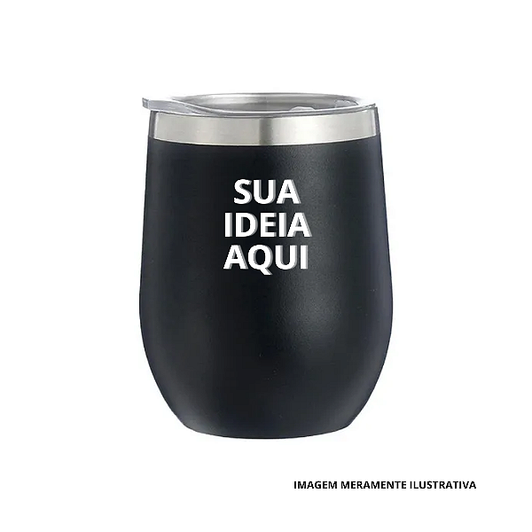 COPO TÉRMICO CUIA PERSONALIZADO INOX 350ML COM TAMPA PLÁSTICA