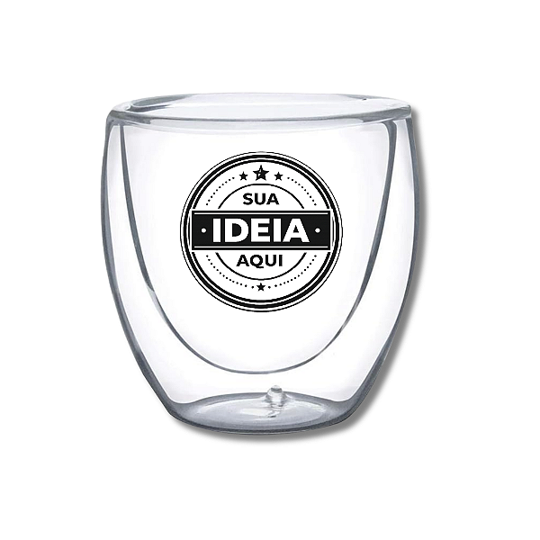 COPO DE VIDRO PAREDE DUPLA 160ML PERSONALIZADO ADESIVO DTF