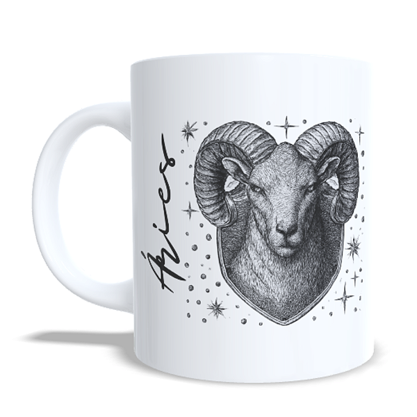 CANECA CERÂMICA BRANCA PERSONALIZADA 325ML SIGNO DE ÁRIES