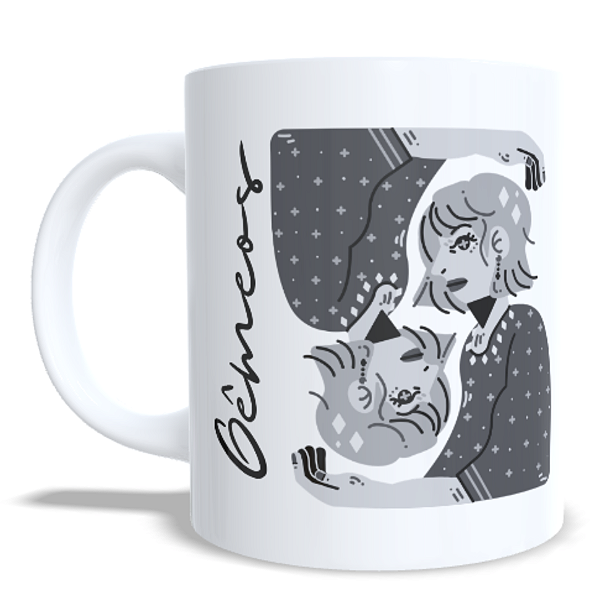 CANECA CERÂMICA BRANCA PERSONALIZADA 325ML SIGNO DE GÊMEOS