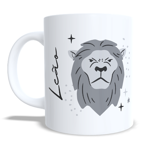 CANECA CERÂMICA BRANCA PERSONALIZADA 325ML SIGNO DE LEÃO