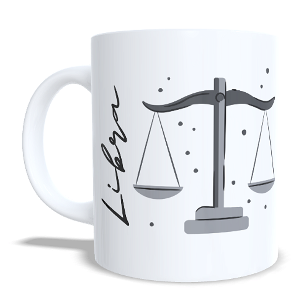 CANECA CERÂMICA BRANCA PERSONALIZADA 325ML SIGNO DE LIBRA