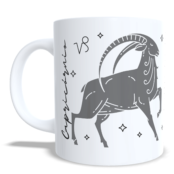 CANECA CERÂMICA BRANCA PERSONALIZADA 325ML SIGNO DE CAPRICÓRNIO