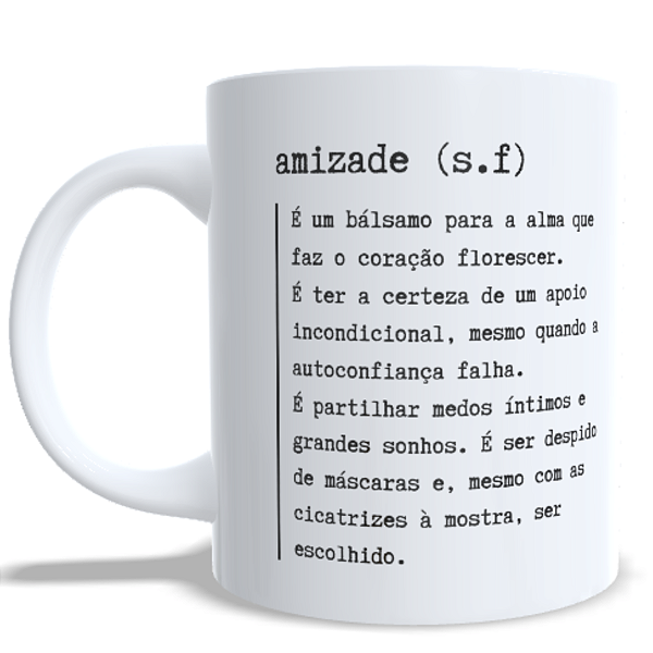 CANECA DE CERÂMICA PORCELANA BRANCA PERSONALIZADA 325ML IMPRESSÃO COLORIDA - AMIZADE