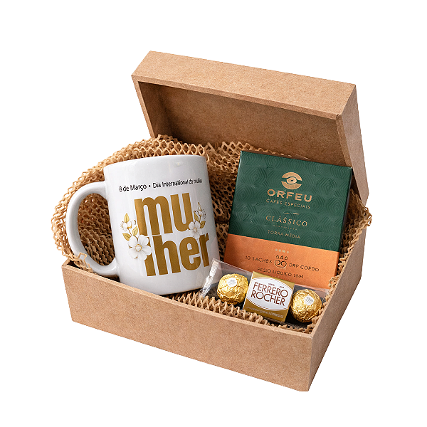Kit Caixa MDF Presente com Caneca Personalizada