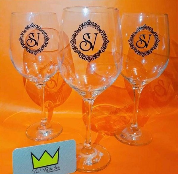 TAÇA DE VINHO BARONE VIDRO PERSONALIZADA 600ML - IMPRESSÃO EM UMA COR