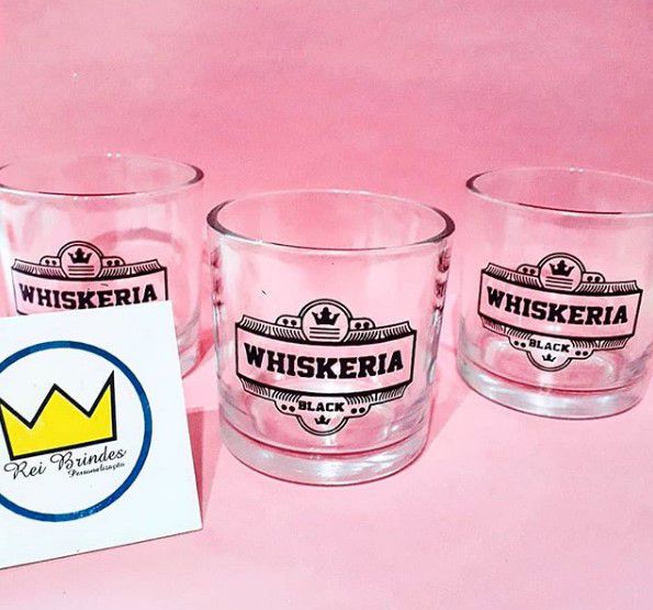 COPO WHISKY VIDRO PERSONALIZADO 265ML - IMPRESSÃO EM UMA COR