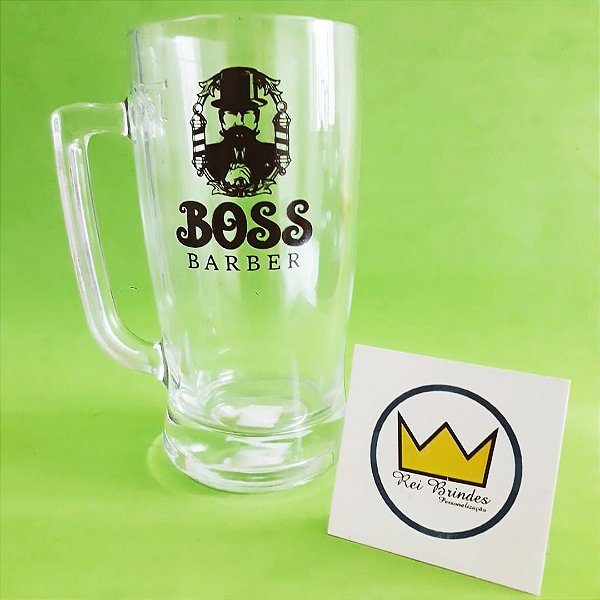 CANECA TABERNA VIDRO PERSONALIZADA 600ML - IMPRESSÃO EM UMA COR