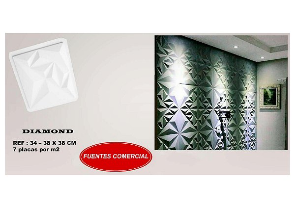 Forma 34 - Plástico Especial 1,6mm Gesso/Cimento - Diamond 38,5 x 38,5 cm