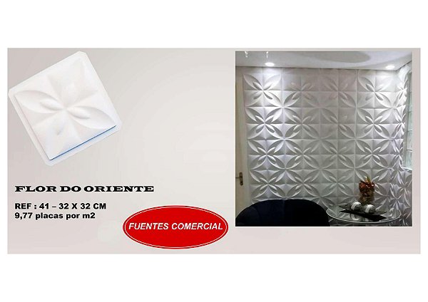 Forma 41 - Plástico Especial 1,6mm Gesso/Cimento - Flor do Oriente 32 x 32 cm