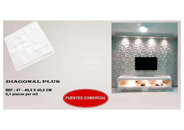 Forma 47 - Plástico Especial 1,6mm Gesso/Cimento - Diagonal Plus 40,5 x 40,5 cm