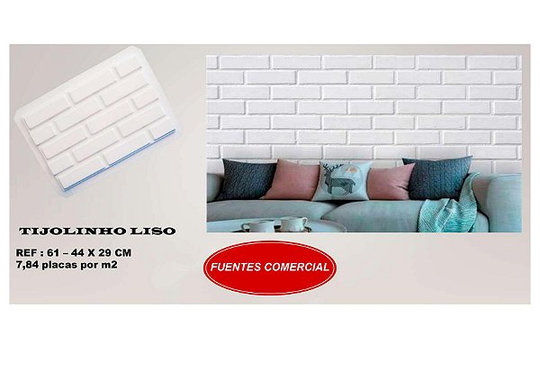 Forma 61 - Plástico Especial 1,6mm Gesso/Cimento - Tijolinho Liso 44 x 29 cm