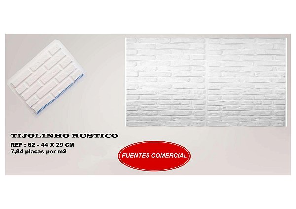 Forma 62 - Plástico Especial 1,6mm Gesso/Cimento - Tijolinho Rustico 44 x 29 cm