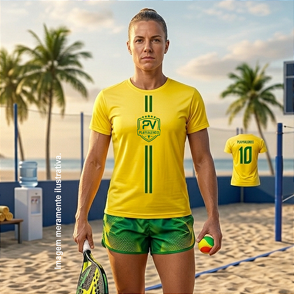 Camiseta Baby Look - Play Valendo Amarela