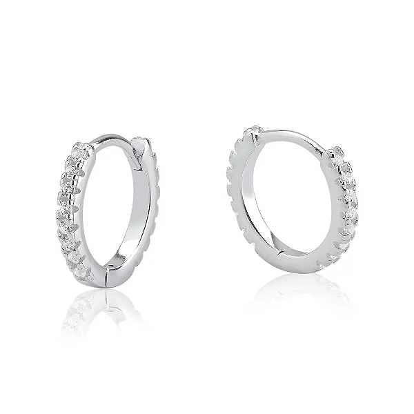 Argola Cravejada Prata 925