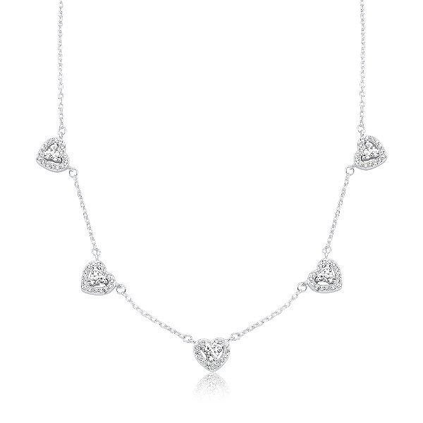 Colar 5 corações prata 925