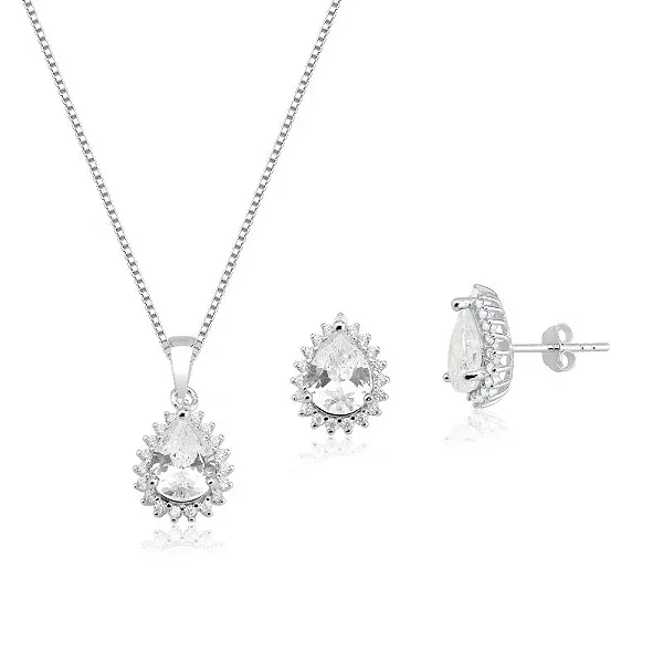 Conjunto Gota Prata 925