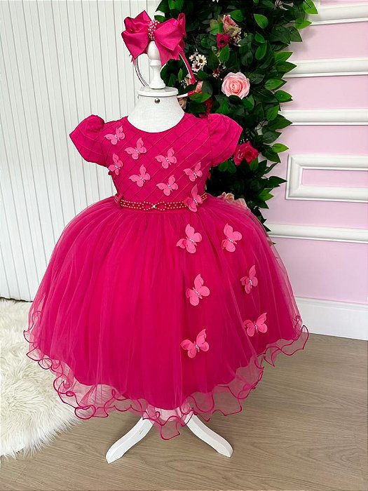 Vestido Princesa Belli Borboletas Rosa Bebe - Petecolá kids