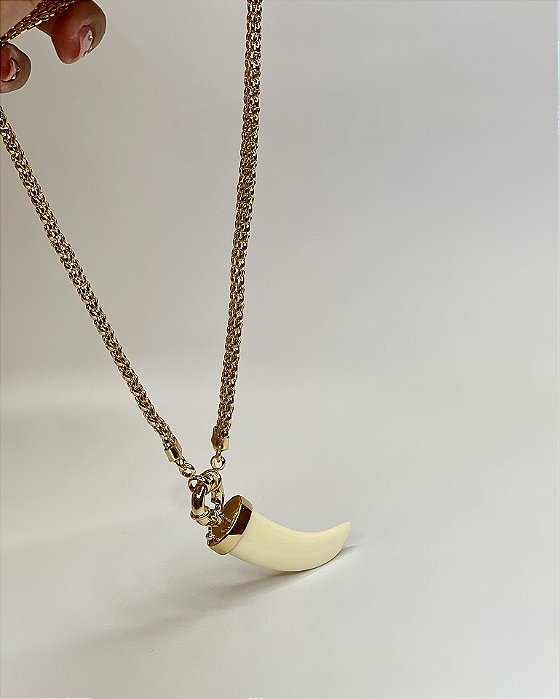 Colar Dente de Sabre Maciço Off White
