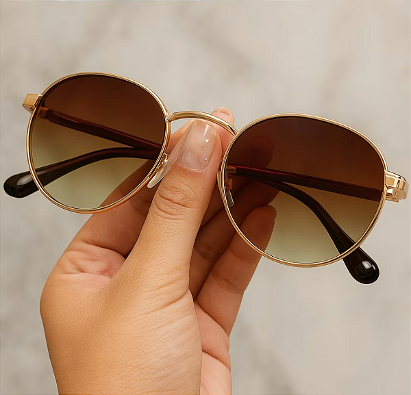 Óculos redondo marrom