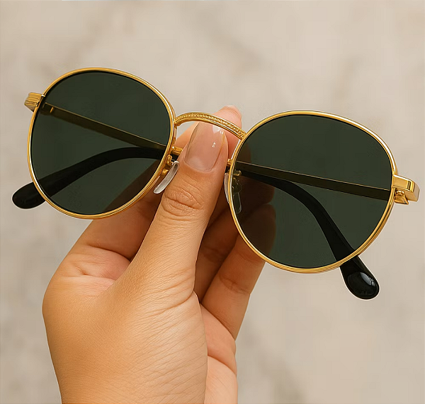 Óculos redondo dourado