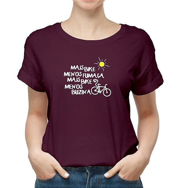Camiseta Feminina Mais bike, menos fumaça