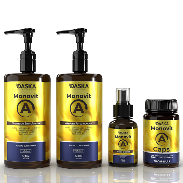 Kit Monovit Oaska Cronograma Shampoo, Máscara, Tônico, Biotina