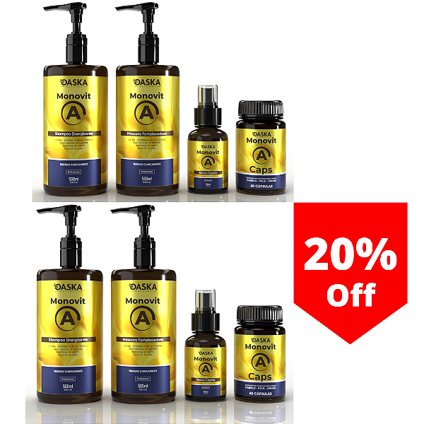 2 Kit Monovit Tratamento Capilar com Desconto -8 Produtos - Oaska Natural