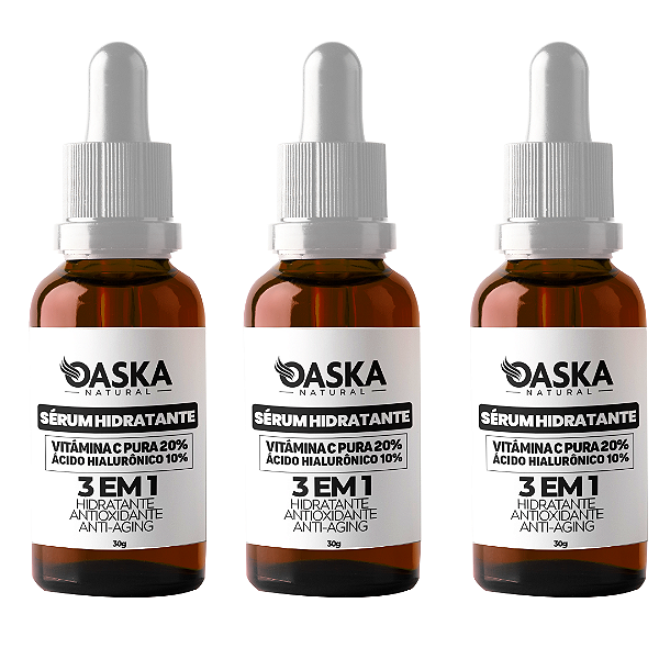 3 Sérum Rejuvenescedor Facial com Ácido Hialurônico Vitamina C Sérum 3 Unidades