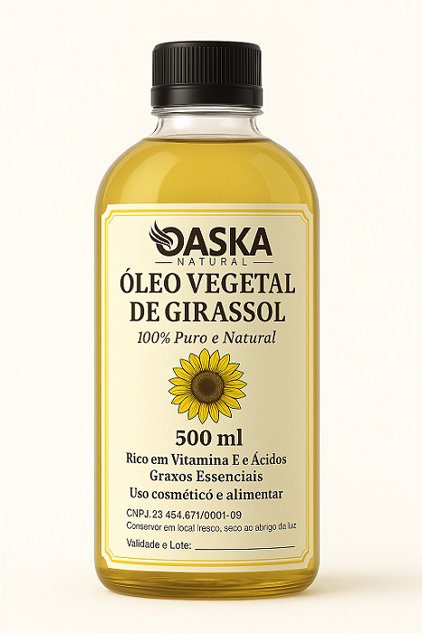 Óleo de Girassol Oaska Natural 500ml – Puro, Rico em Vitamina E e Ácidos Graxos Essenciais
